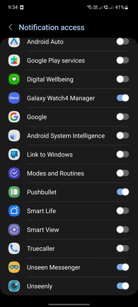 Unseen Messenger - Notification Access Screen