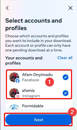 Picking account with deleted messages