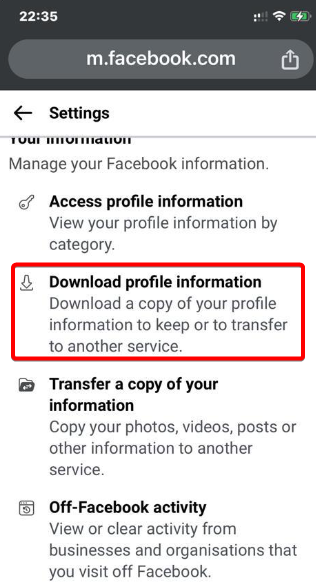 Profile information download