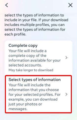 Information type selection