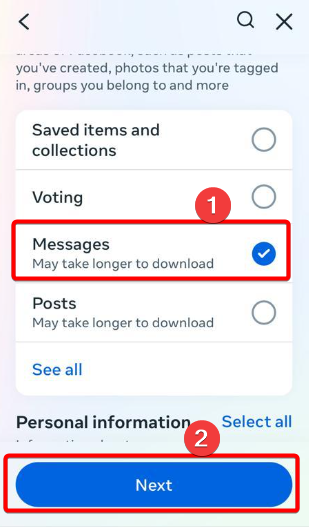 Picking the Facebook message